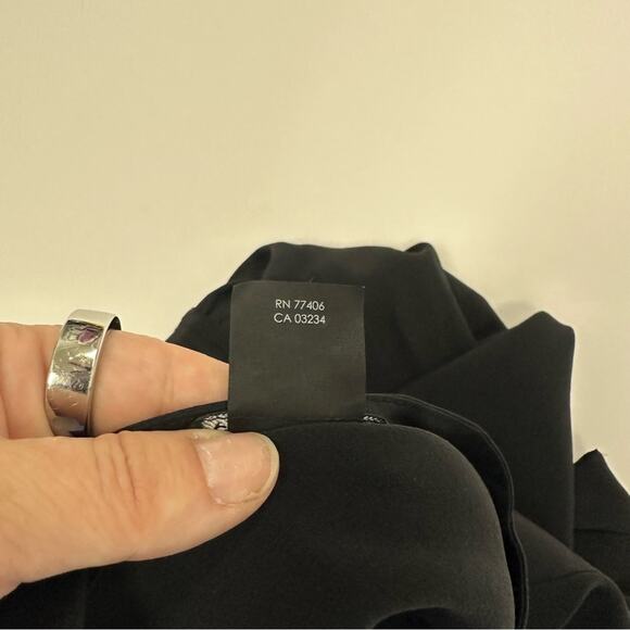 Club Monaco Black Silk Ruffle Shirt Dress - Size 0 - Picture 14 of 14
